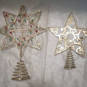 2 gold plated star spiral tree topping Christmas in July decorative event